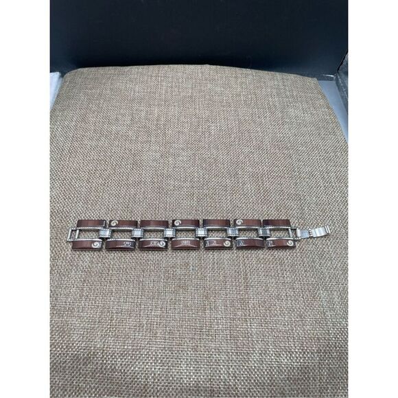 VINTAGE BRIGHTON BROWN AND SILVER BRACELET - Picture 3 of 7